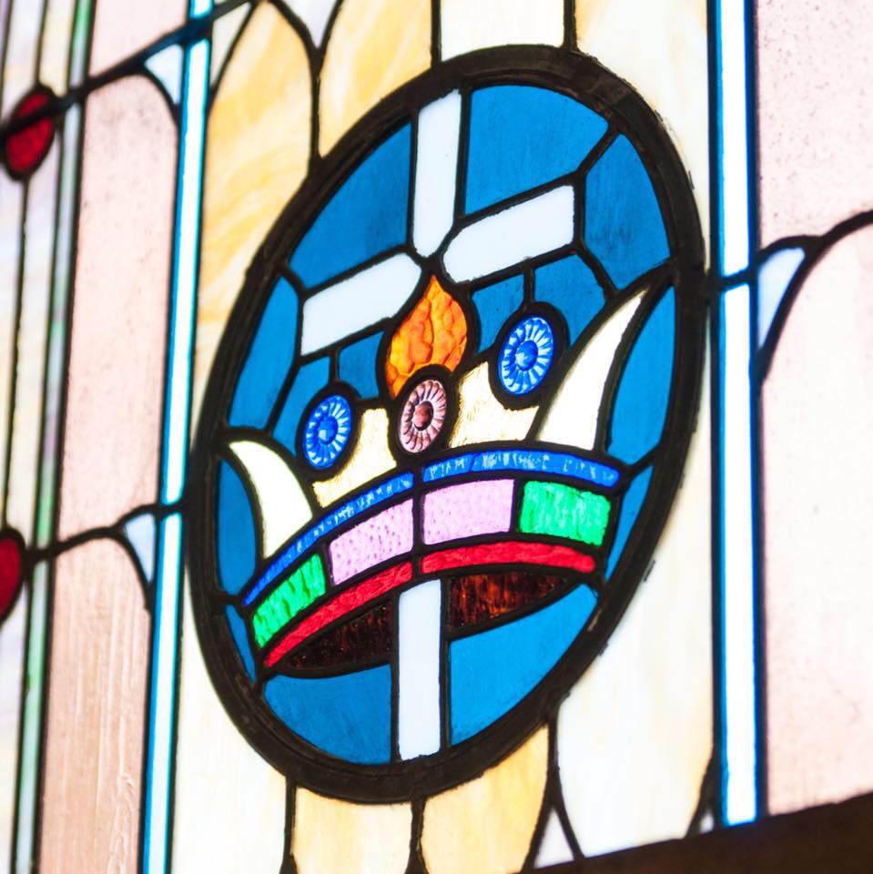 Cook's UMC stained glass cross